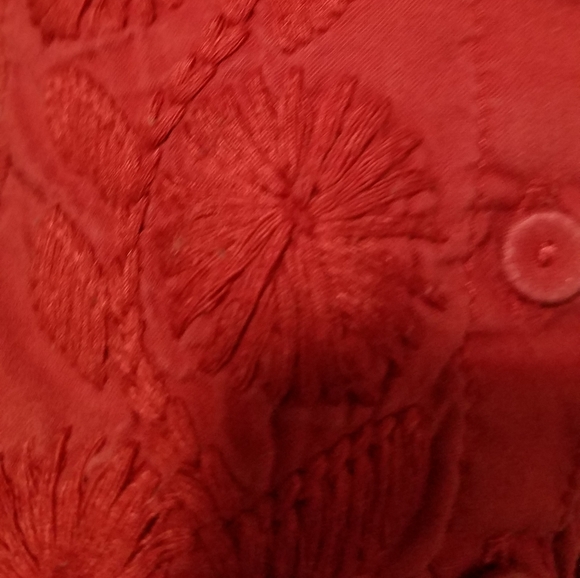 Lucky Brand Partial Button down Red Waffle Top - Picture 3 of 7